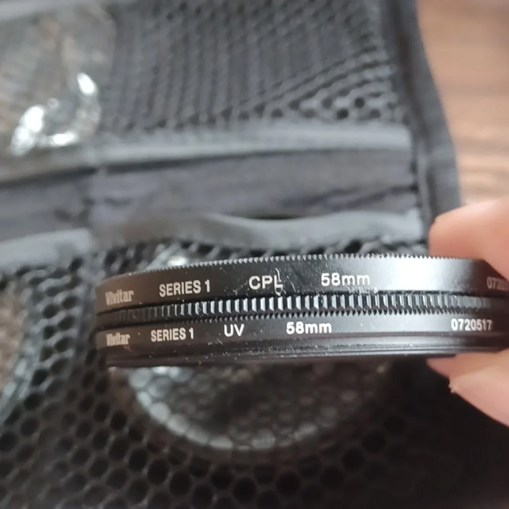 Vintage Vivitar lenses, set of 4, 58mm, 1x, 2x, CPL w/UV filter, 10x micro